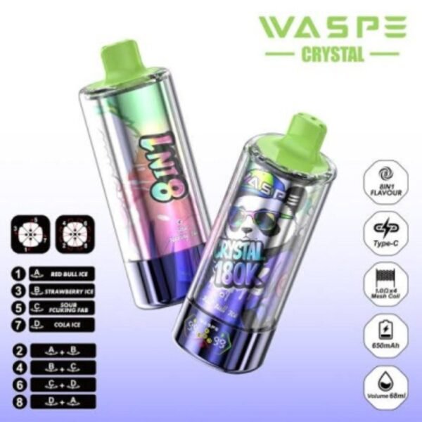 waspe-8-in-1-crystal-180k-puffs-05 Waspe 8 in 1 Crystal 180K Puffs disposable vape