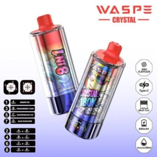 waspe-8-in-1-crystal-180k-puffs-06 Waspe 8 in 1 Crystal 180K Puffs disposable vape