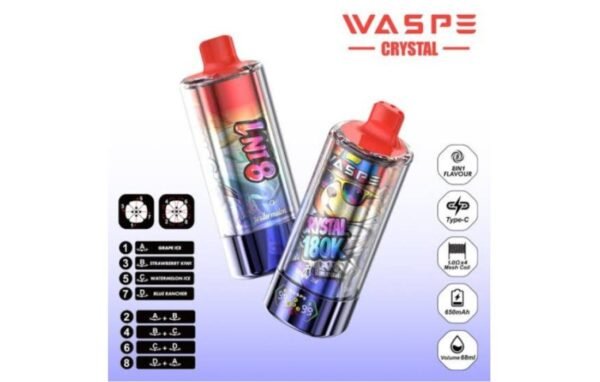 waspe-8-in-1-crystal-180k-puffs-08 Waspe 8 in 1 Crystal 180K Puffs disposable vape